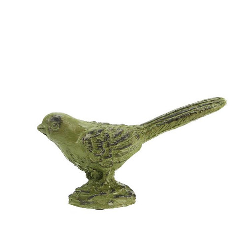 7.25" Distressed Green and Brown Decorative Perched Bird Table Top Figure
