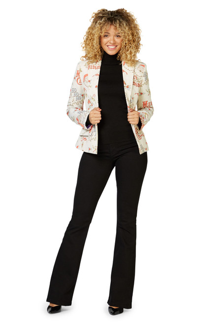 White and Red Hohoholly Women's Adult Christmas Blazer - US12