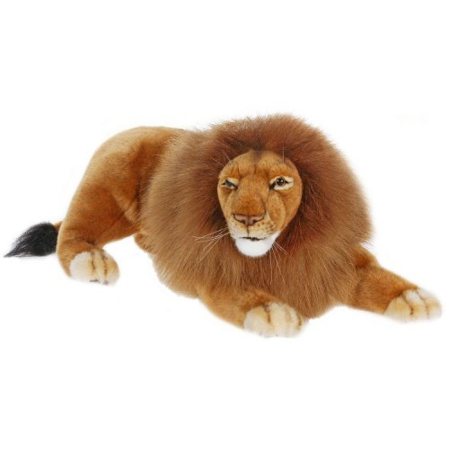 Set of 2 Brown and Beige Handcrafted Male Lion Stuffed Animals 17.5"