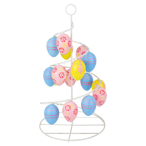 14.25" Blue, Pink and Yellow Cut-Out Spring Easter Egg Tree Decor