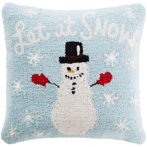 18" Baby Blue and Snow White Winter “Let it SNOW” Holiday Christmas Throw Pillow Cover