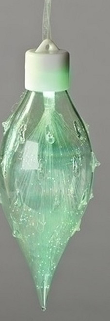 6.5" Fiber Optic Multi- Colored LED Iridescent Glass Christmas Finial Ornament