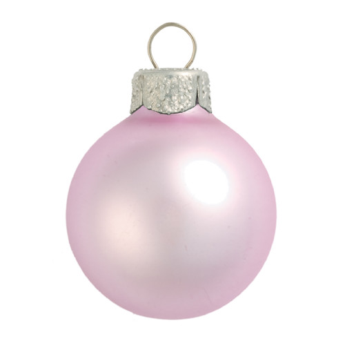 Matte Finish Glass Christmas Ball Ornaments - 2" (50mm) - Baby Pink - 28ct