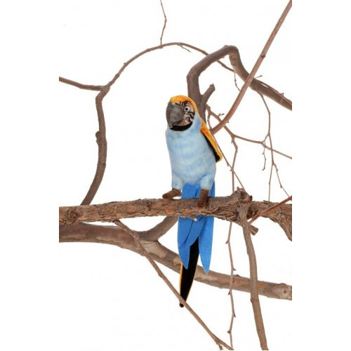 Set of 4 Blue and Yellow Handcrafted Plush Parrot Bird Stuffed Animals 14.50''
