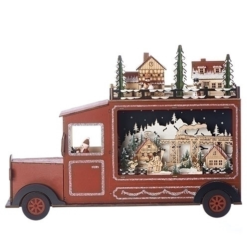13” LED Christmas Village Truck Table Top Decoration - 32797727