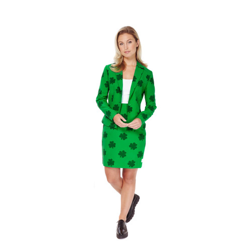 Emerald Green Shamrock Women's Adult St. Patrick's Day Slim Fit Suit - US08