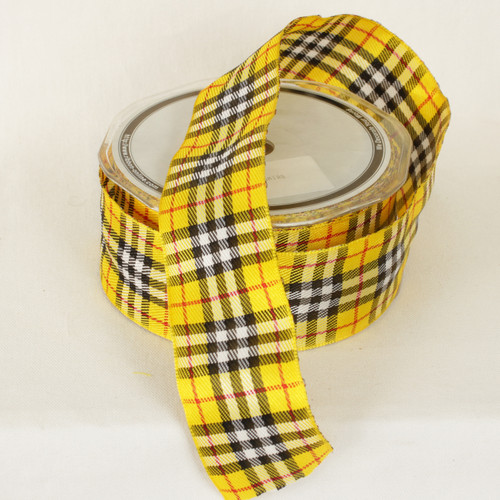 Yellow-Burry Woven Taffeta Wired Craft Ribbon 0.5" x 27 Yards