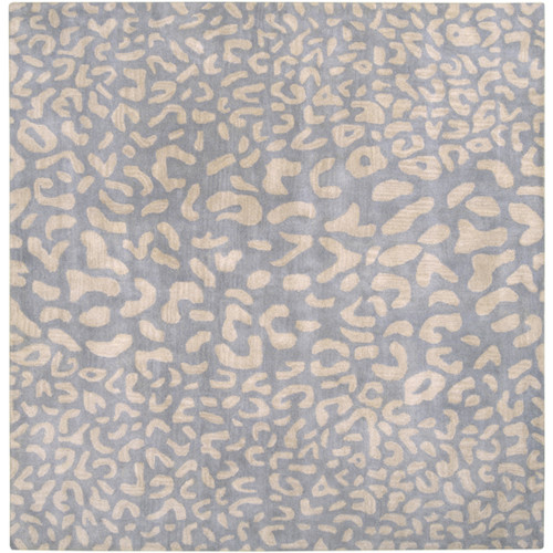 1.5' x 1.5' Les Animaux Dove Gray and Safari Tan Cheetah Wool Square Area Rug