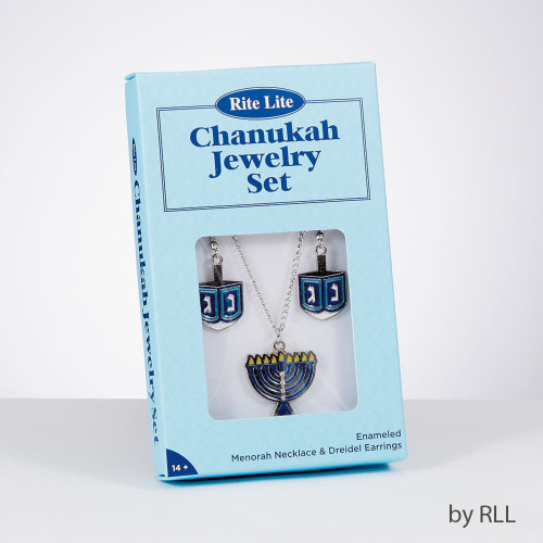 5.5" Blue and White Hanukkah Jewelry Set with Gift Box