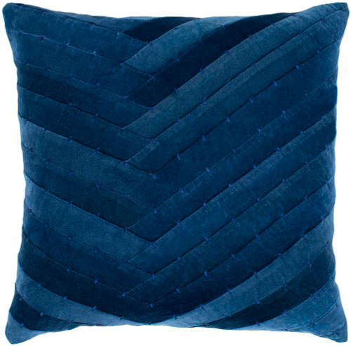 22" Admiral Blue Stitched Square Throw Pillow - Down Filler