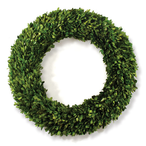 Natural Fiber Artificial Boxwood Christmas Wreath - 24-Inch, Unlit