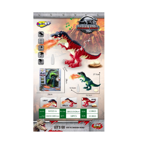 Nutcracker Factory 15.5" Dino Valley Red Tyrannosaurus Rex with Light and Sound - Battery Operated - A1207152Q-W
