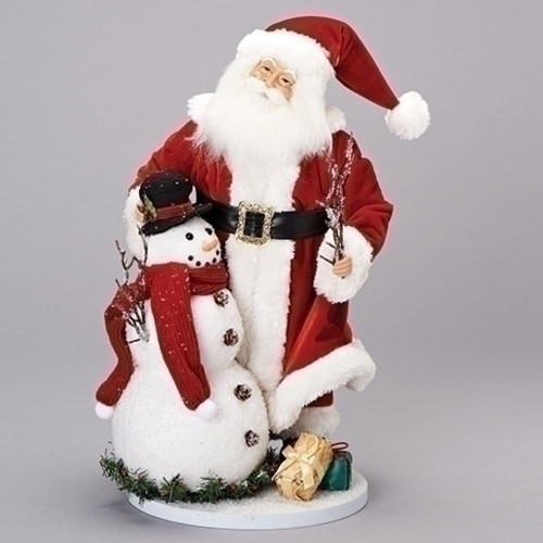 19" Santa and Snowman Tabletop Christmas Decor Figurine with Gifts
