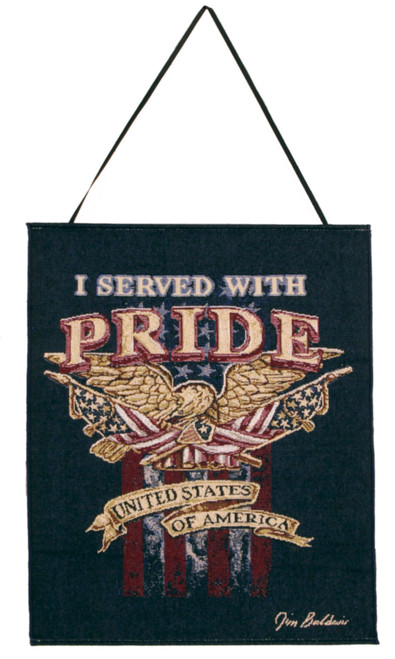 Set of 2 Blue And Red Patriotic Military “Served With Pride" Wall Hanging Tapestries, 12" x 18"