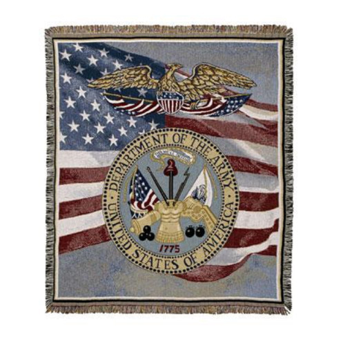 60" Rectangular Tapestry Throw Blanket With Fringe Border "UNITED STATES ARMY" Inspired Design