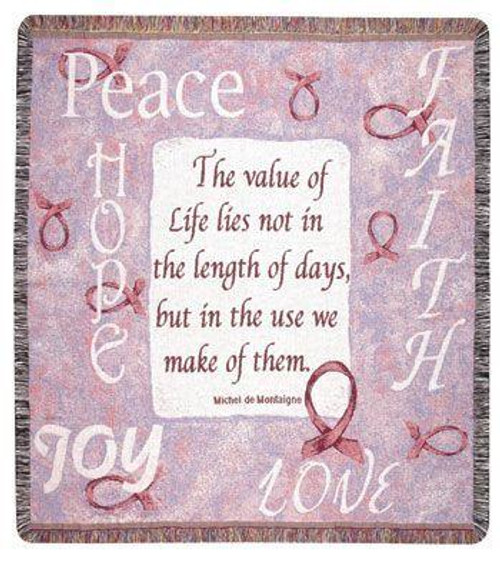 60" Peace Hope Love Joy Value of Life Tapestry Throw Blanket