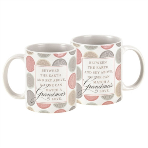 Set of 2 White and Beige Contemporary Love Words Printed Mug 4.75"