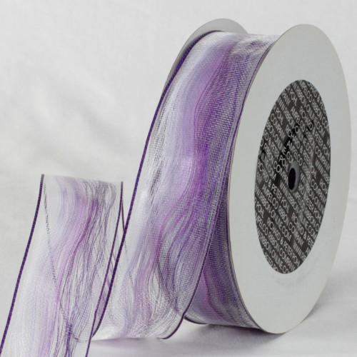 Purple and White Contemporary Craft Ribbon 1.5" x 27 Yards