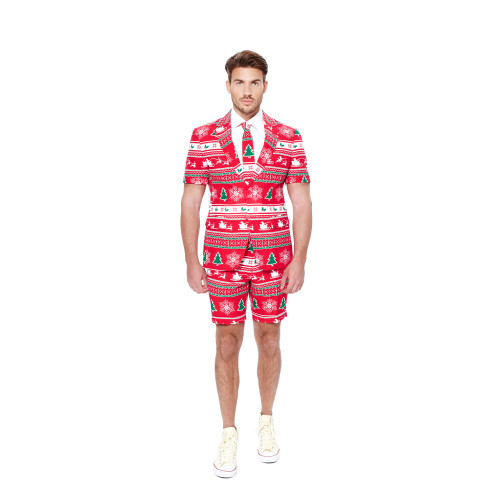 Red and White Winter Wonderland Men's Adult Christmas Suit - US48