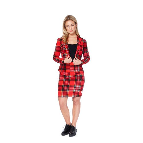 Red and Black Lumberjackie Women's Adult Christmas Suit - US12
