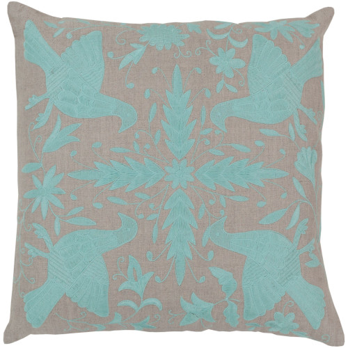 22" Aqua Blue and Gray Contemporary Square Throw Pillow Cover