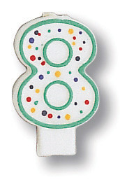 Pack of 6 White Polka Dot Numeral 8 with Green Trim 3"
