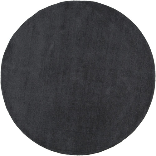 9.75' Charcoal Gray Solid Hand Loomed Round Area Throw Rug