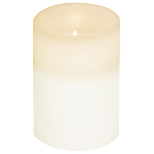 4" Off White Battery Operated Flameless Flickering Wax Pillar Candle