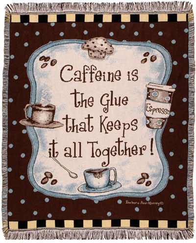 Caffeine is the Glue Espresso Coffee Tapestry Throw Blanket 50" x 60"