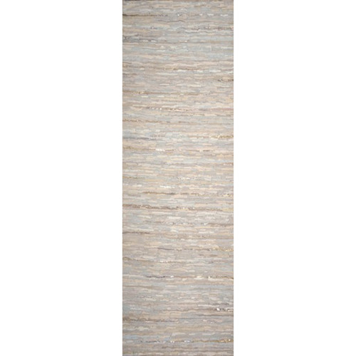 2.5' x 8' Gray and Brown Contemporary Hand Tufted Area Throw Rug Runner