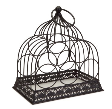 15" Rustic Metal Birdcage 5-Bottle Decorative Wine Rack Holder