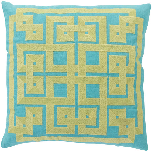 20" Green and Yellow Geometric Square Throw Pillow Cover