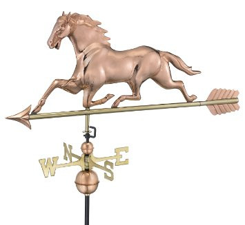 45" Bronze and Gold Galloping Horse with Arrow Outdoor Weathervane