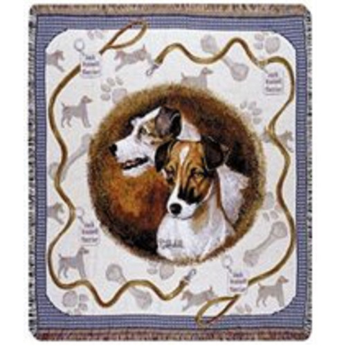 Jack Russell Dog Tapestry Throw By Artist Pat Lehmkuhl 50" x 60"