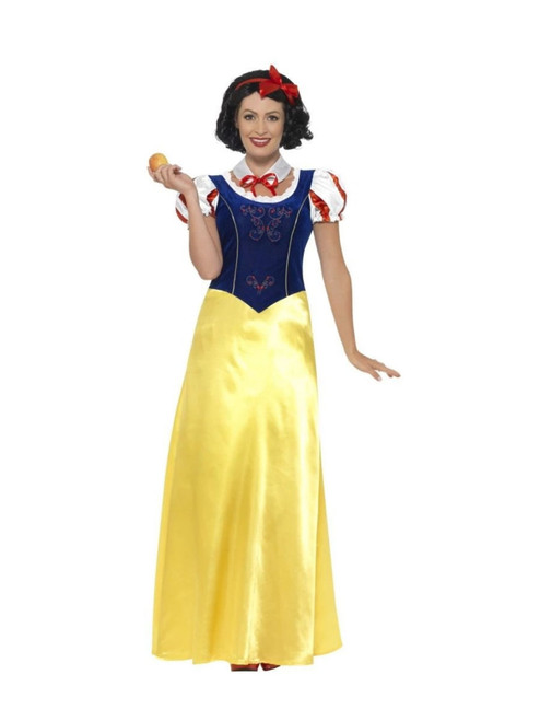 42" Navy Blue and Yellow Princess Snow Women Adult Halloween Costume - Small
