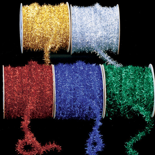 Blue Glittercord Wired Craft Ribbon 9.5mm x 55 Yards