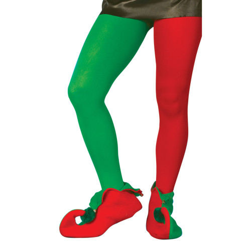 Red and Green Elf Unisex Adult Christmas Tights - One Size