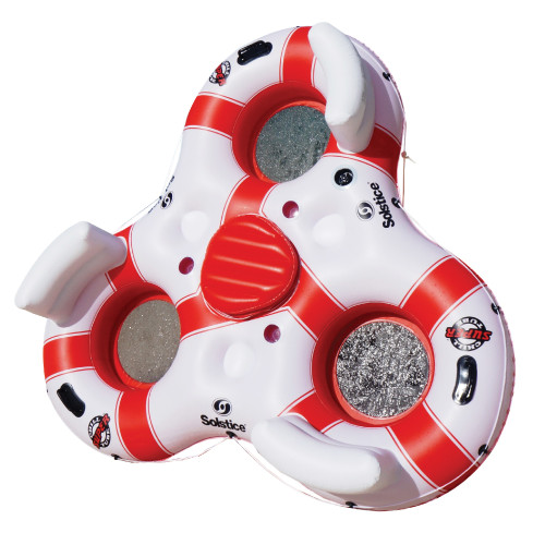 81-Inch White and Red Solstice Super Chill Swimming Pool Float with Cooler