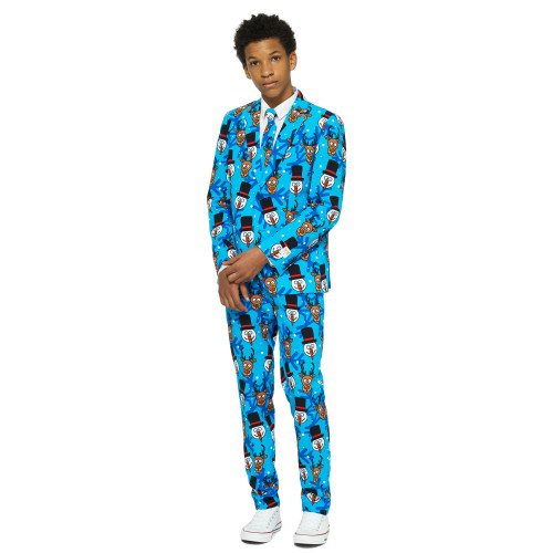 Blue and Brown Winter Winner Boys Teen Christmas Suit - 16Y