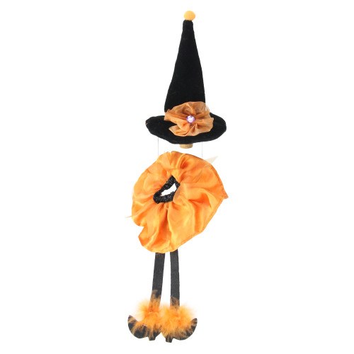 6.5" Orange and Black Witches Hat Halloween Wine Bottle Stopper
