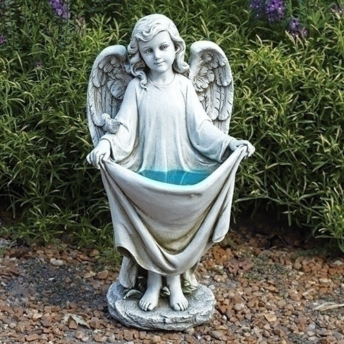 18.5" Joseph's Studio LED Solar Powered Angel Holding Dress Outdoor Garden Statue - 32584143