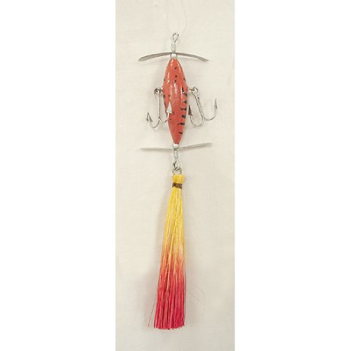 Red And Yellow Sisal Lure Fishing Christmas Ornament 6.5" #90075