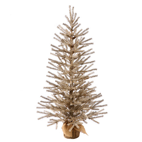18" Mocha Brown Latte Artificial Christmas Twig Tree in Burlap Base - Unlit