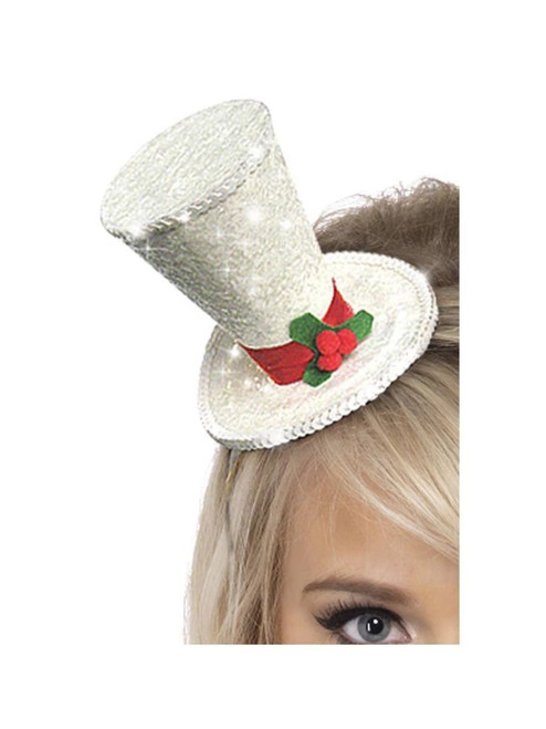 24" White and Red Mini Top Unisex Adult Christmas Hat Costume Accessory - One Size
