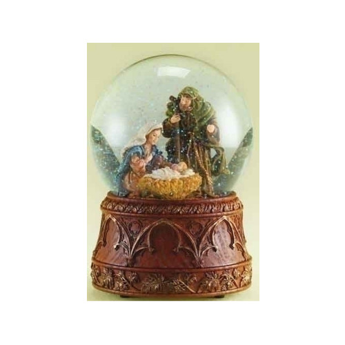 Set of 2 Musical Nativity Scene Snow Globe 6.75