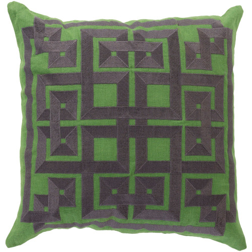 Tiwari Home 18" Green and Gray Geometric Square Throw Pillow Cover - LD012-1818