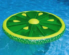 61.5" Inflatable Green and Yellow Lime Fruit Slice Swimming Pool Lounger Raft