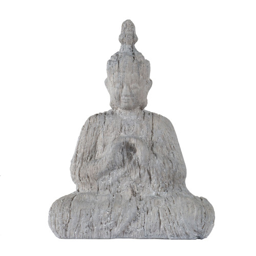 16.5" Gray Distressed Finish Outdoor Sitting Buddha Statue