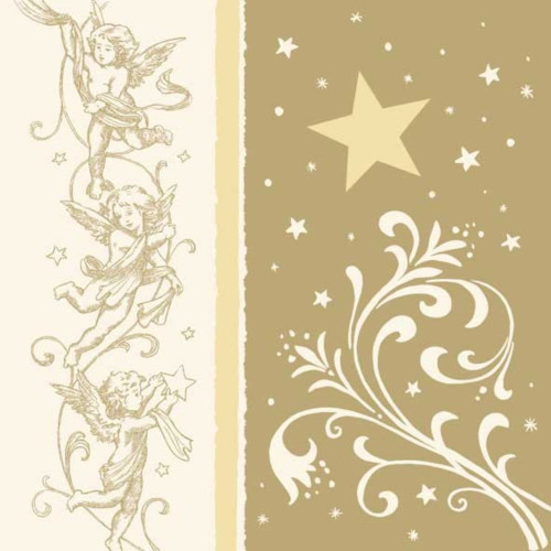 Pack of 60 Christmas Angels in Gold 3-Ply Lunch Napkins 6.5"
