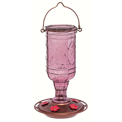 10" Antique Style Jewel Amethyst Hummingbird Glass Bottle Feeder - 20 oz - 33479813